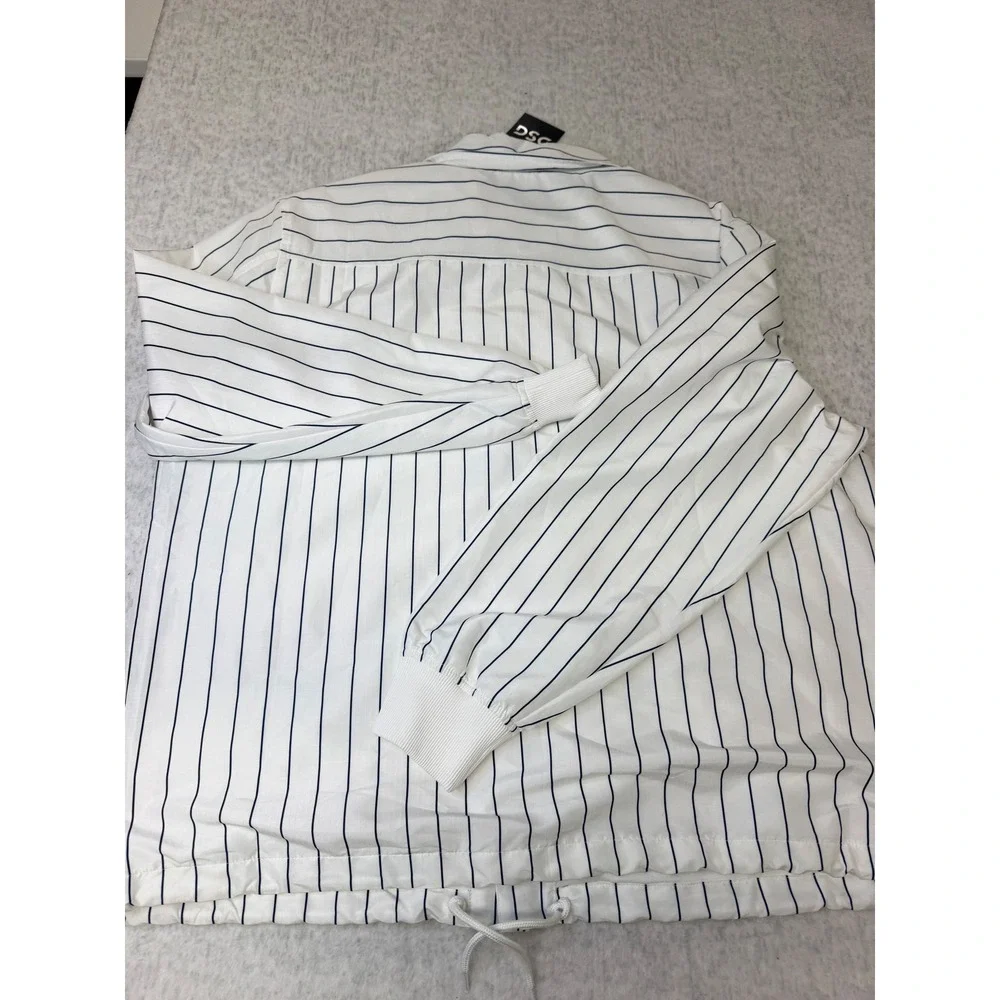 DSG Mens Coachs‎ Jacket Pinstripe Pure White Water Repellent Size Medium NWT